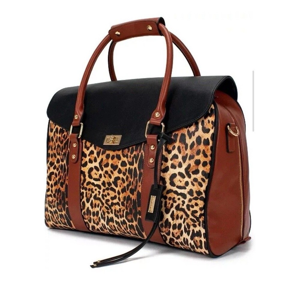 Badgley Mischka Leopard Travel Tote Weekender Bag